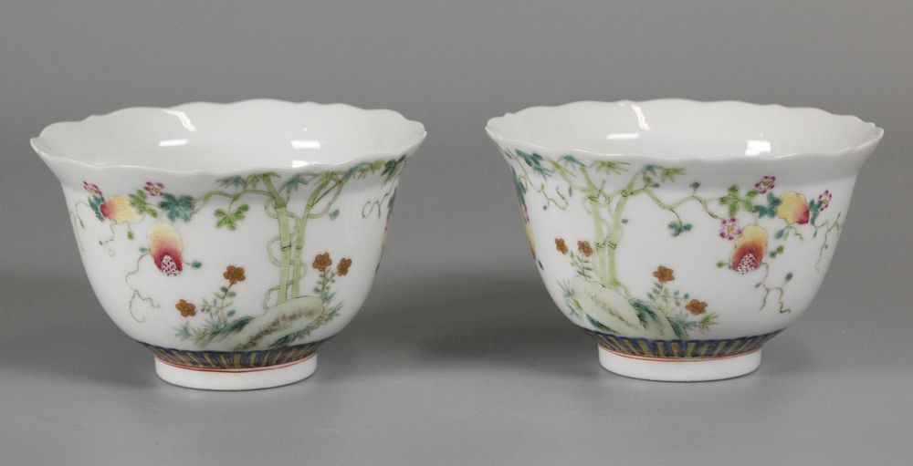 Appraisal: pair of Chinese porcelain cups possibly Republican period cups decorated