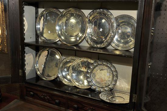 Appraisal: NINE ROUND STERLING SILVER TRAYS All marked ''Sterling'' Makers include