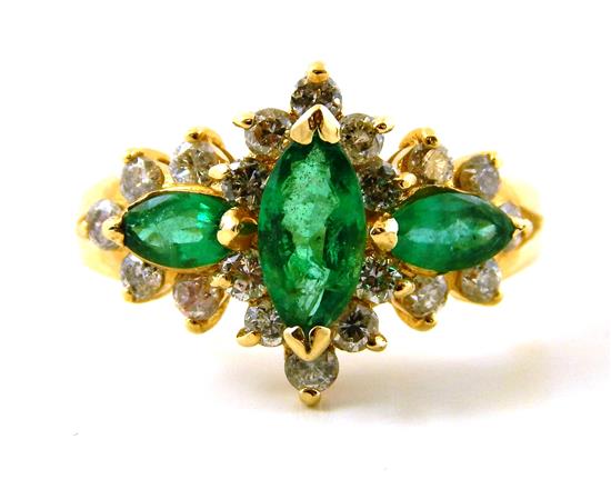 Appraisal: JEWELRY Emerald and diamond ring stamped and tested K yellow