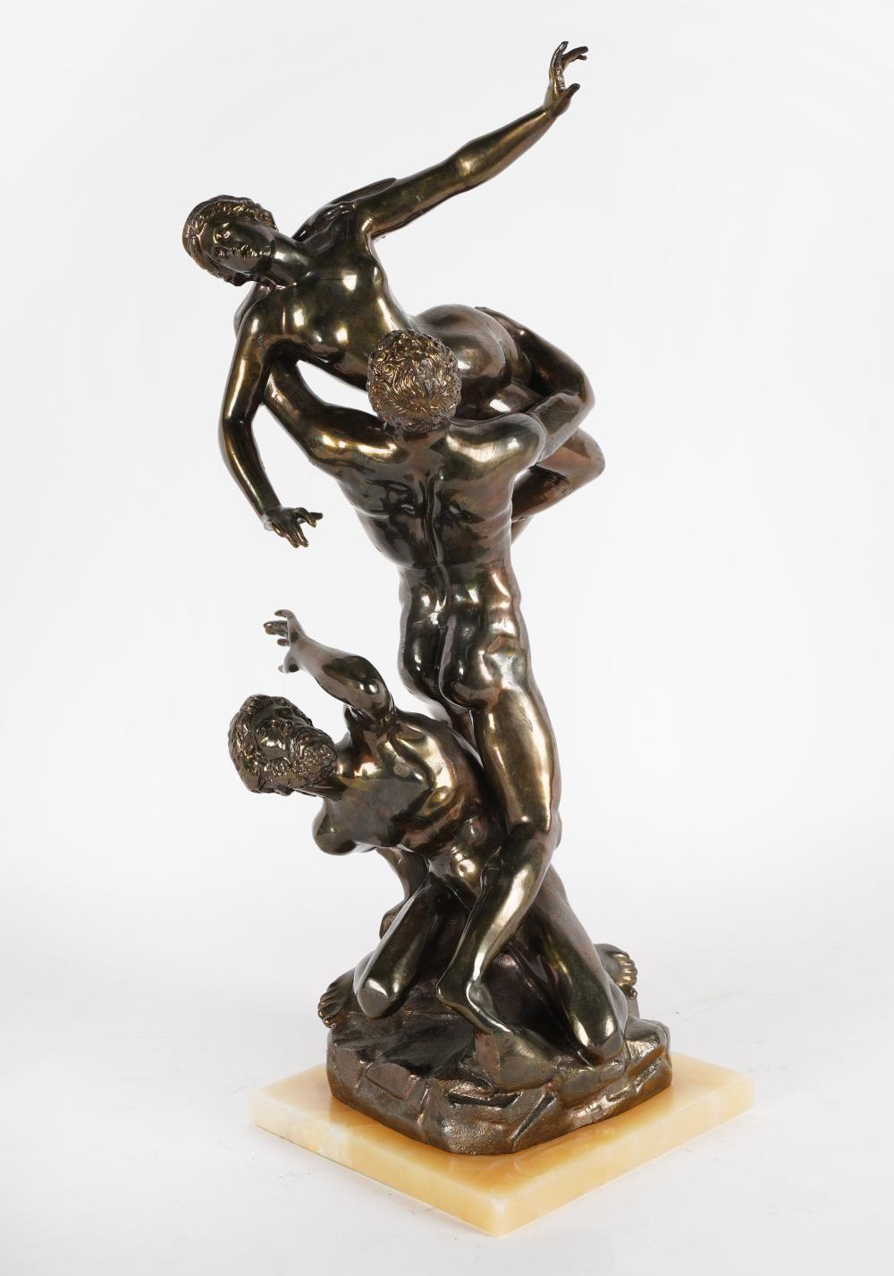 Appraisal: BRONZE FIGURAL GROUP RAPE OF PROSERPINAwith silvered patination mounted to