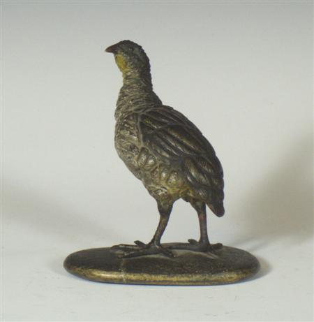 Appraisal: A th century Austrian cold painted bronze partridge painted in