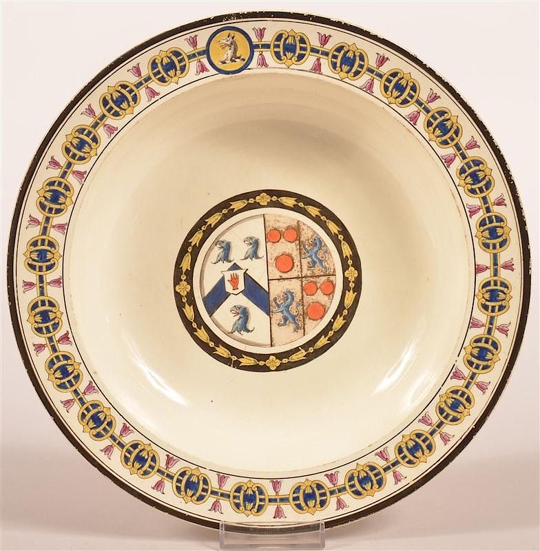 Appraisal: Wedgwood Creamware Armorial Low Bowl Wedgwood Creamware Armorial Low Bowl