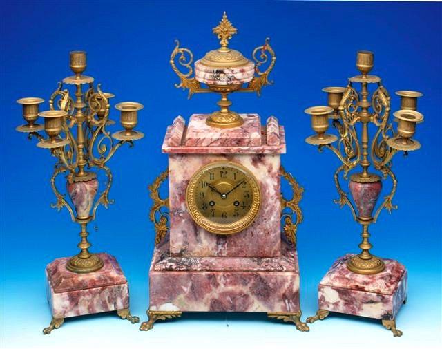 Appraisal: A th Century French pink veined marble and gilt metal