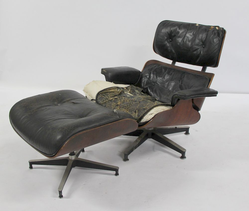 Appraisal: MIDCENTURY Charles Eames Rosewood Lounge Chair And Ottoman h x