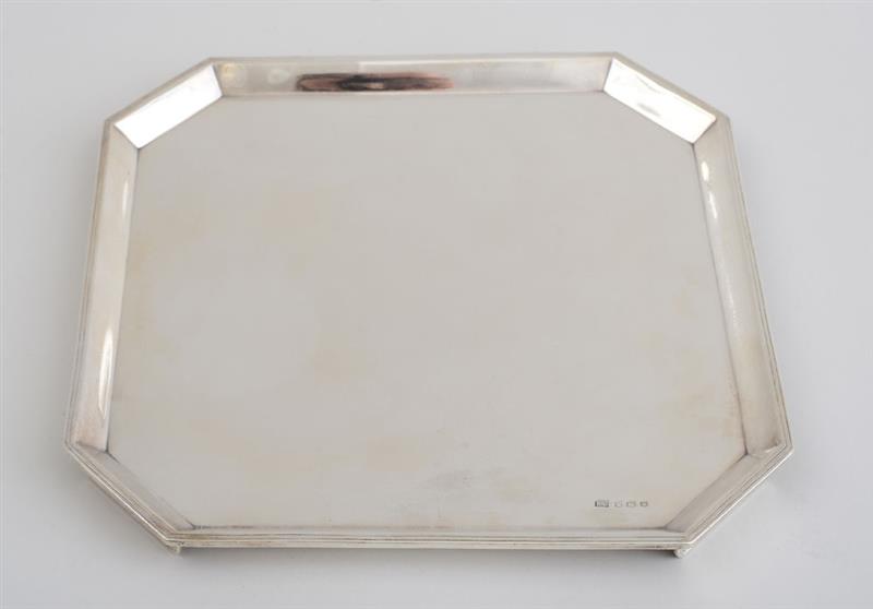 Appraisal: ENGLISH SILVER OCTAGONAL TRAY Maker's mark EV Sheffield with reeded