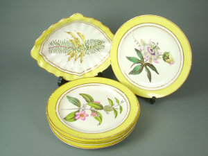 Appraisal: Late th century Derby botanical part dessert service comprising diamond