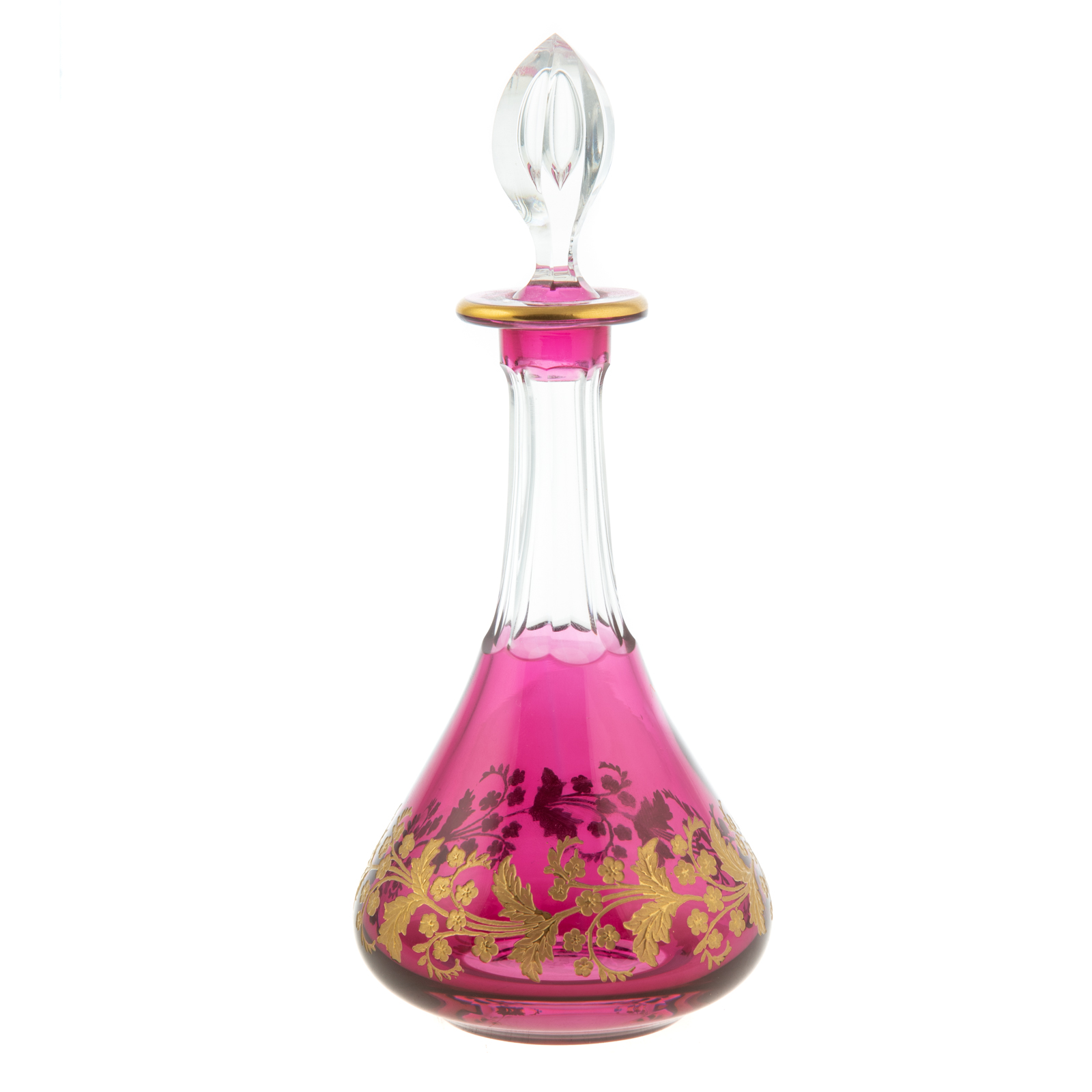 Appraisal: ST LOUIS CRYSTAL SCENT BOTTLE Cranberry cut to clear with