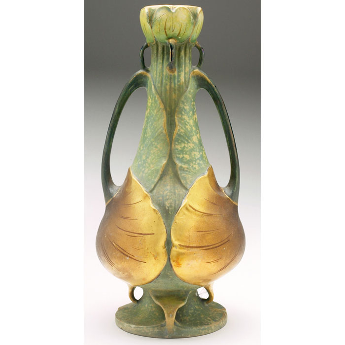 Appraisal: Amphora vase design attributed to Paul Daschel double handled shape