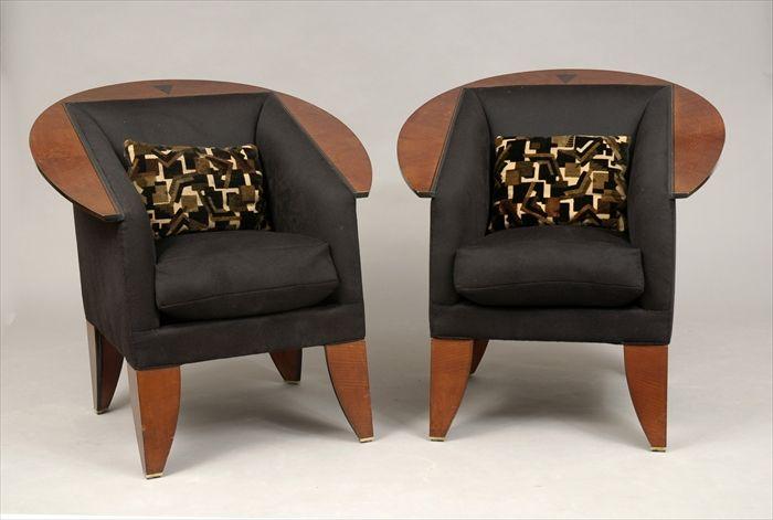 Appraisal: Pair of Art Deco-Style Armchairs x in