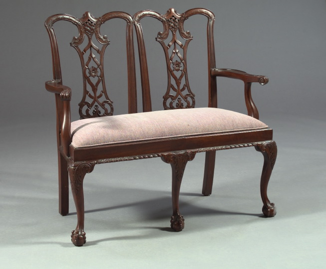 Appraisal: George III Mahogany Double Chair-Back Settee in the manner of