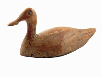 Appraisal: A carved wood decoy duck neck repaired in cm l