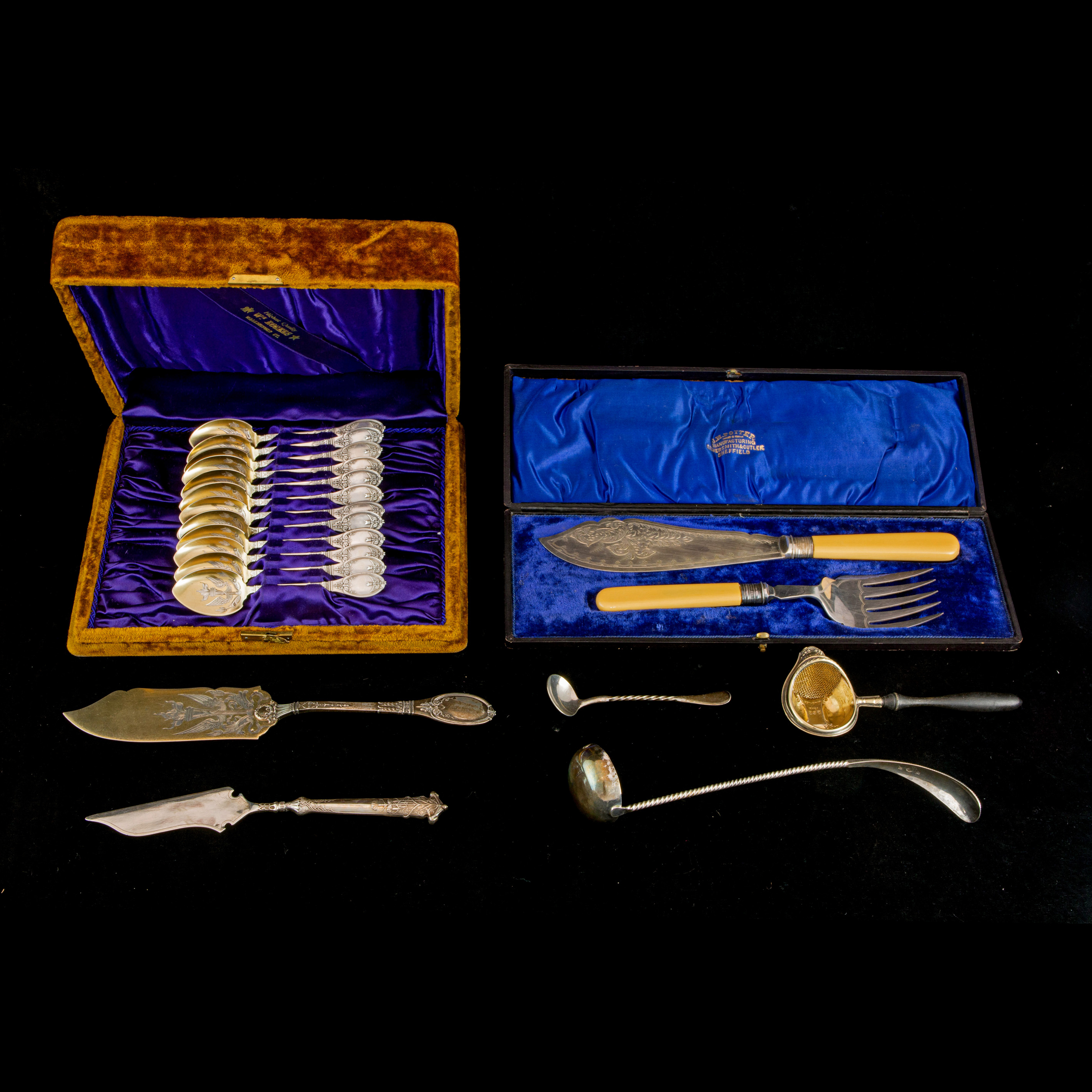 Appraisal: LOT OF EUROPEAN SILVER AND SILVER PLATE FLATWARE INCLUDING A