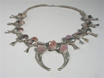 Appraisal: Southwesst American Indian silver and pink stone Squash necklace th