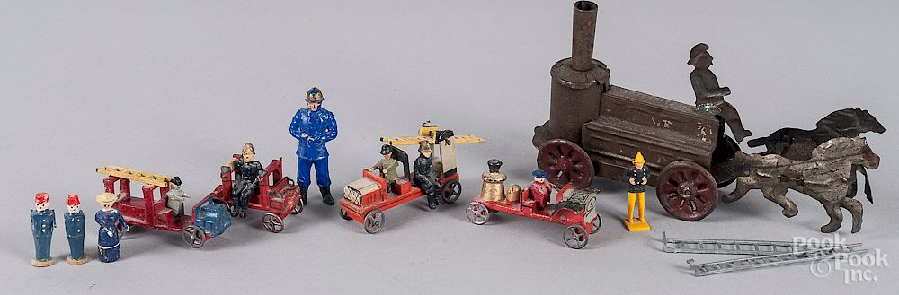 Appraisal: Group of German painted Putz fire related toys Group of