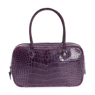 Appraisal: Hermes Paris aubergine alligator handbag Hermes Paris aubergine alligator handbag