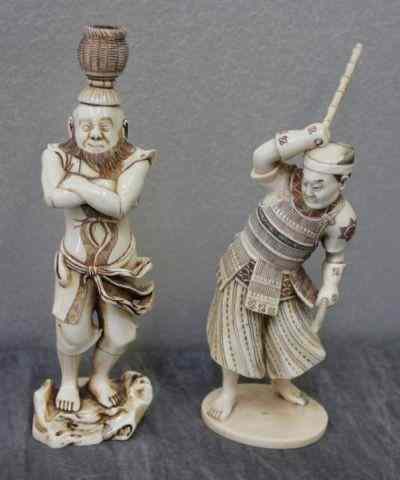 Appraisal: Two Asian Ivory Figures Including One Figure witha Basket on