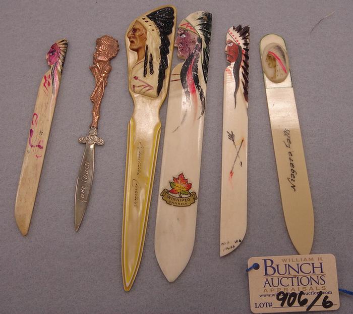 Appraisal: Lot of vintage Native American Indian themed letter openers Including