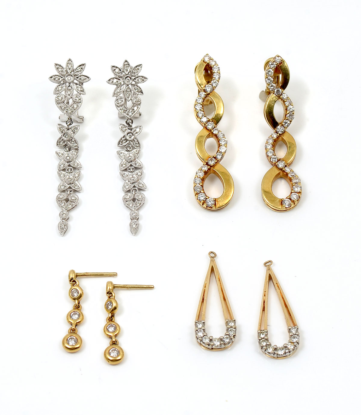 Appraisal: LOT OF PAIR DIAMOND EARRINGS Lot of pair K white