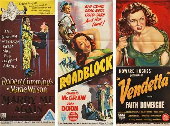 Appraisal: Twelve Australian Daybill Posters all for RKO Films including Vendetta