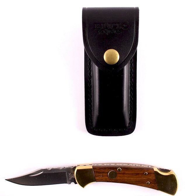 Appraisal: Buck Custom Switchblade Knife w Scabbard This is a Buck