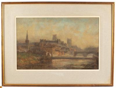 Appraisal: John Haswell - Durham from Framwellgate signed and dated watercolour