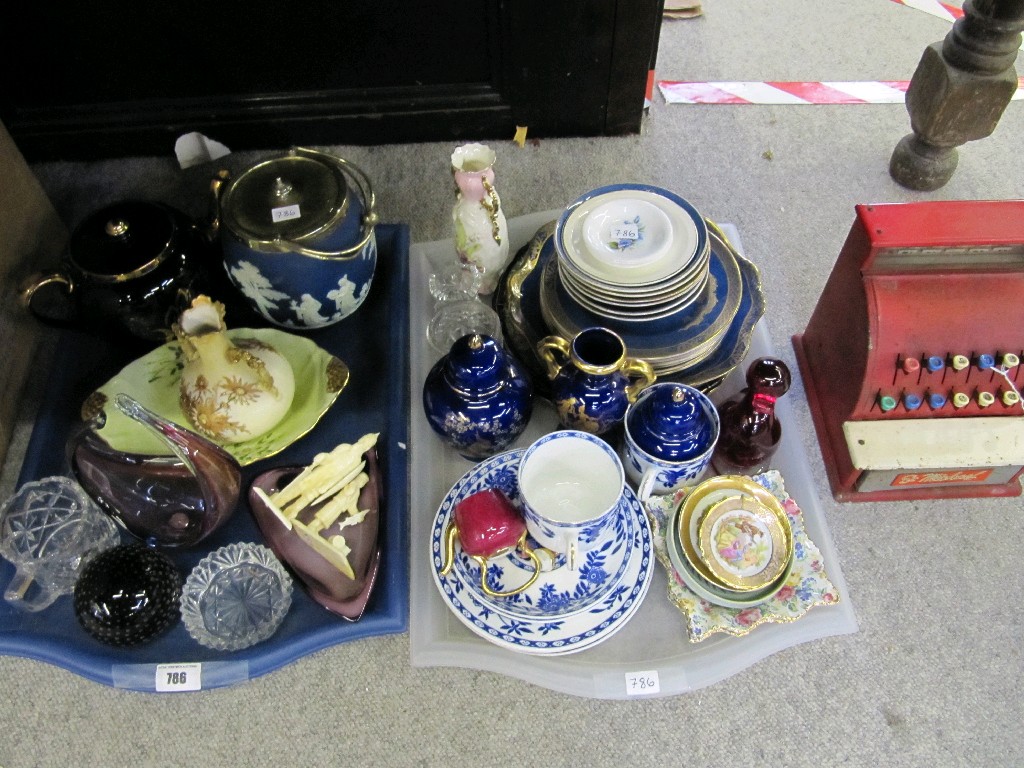 Appraisal: Lot comprising two trays of assorted ceramics and glass -