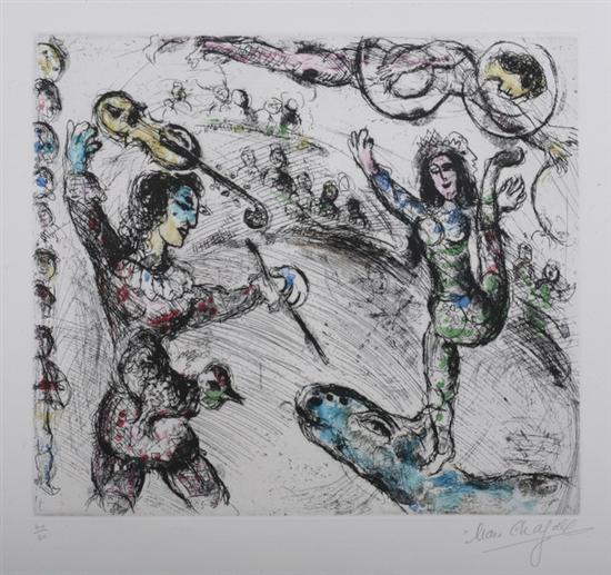 Appraisal: MARC CHAGALL Russian French - ACROBATE ET VIOLINISTE signed and