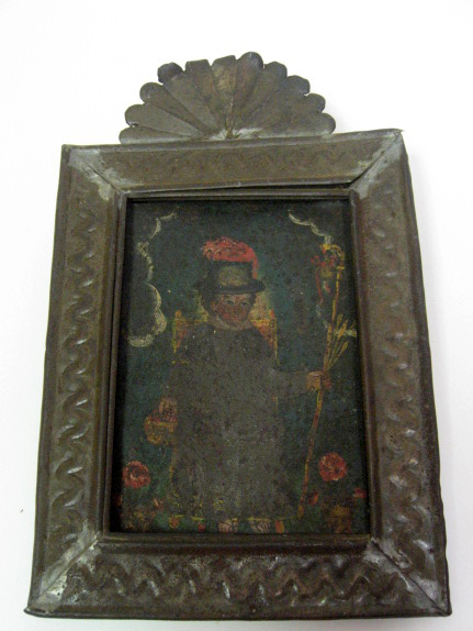 Appraisal: Unknown th C Spanish Colonial Retablo oil on tin of