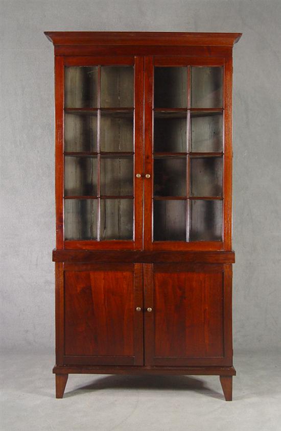 Appraisal: Virginia Walnut Corner Cupboard Circa Two piece construction Cavetto molded