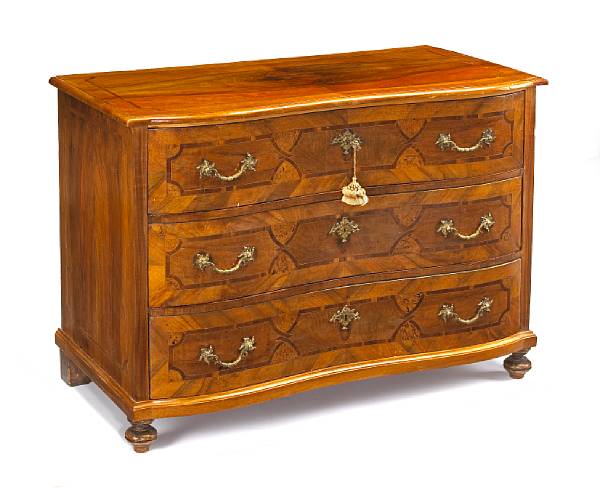 Appraisal: A German Baroque inlaid walnut chest of drawers early th