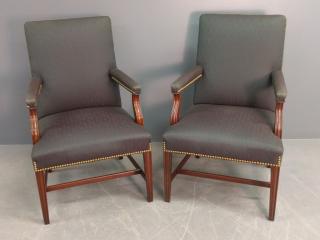 Appraisal: Kittinger chair Pair of Kittinger Chippendale style mahogany open armchairs