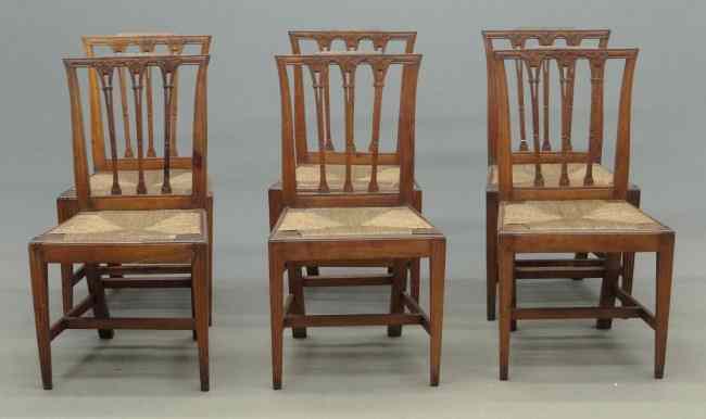 Appraisal: Set of six early th c Continental rush seat removable