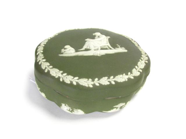 Appraisal: Wedgwood Porcelain Bleeding Green Lidded Jar '' diameter