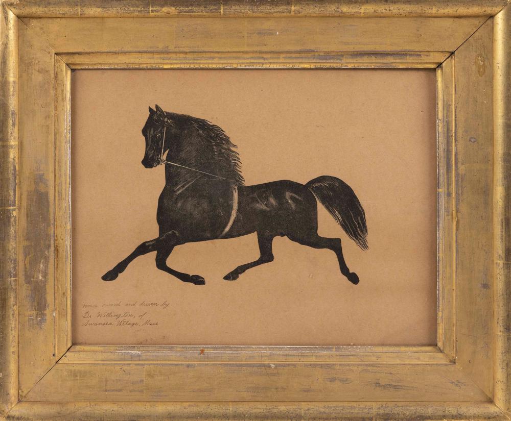 Appraisal: LITHOGRAPHED SILHOUETTE OF A HORSE X SIGHT FRAMED X LITHOGRAPHED