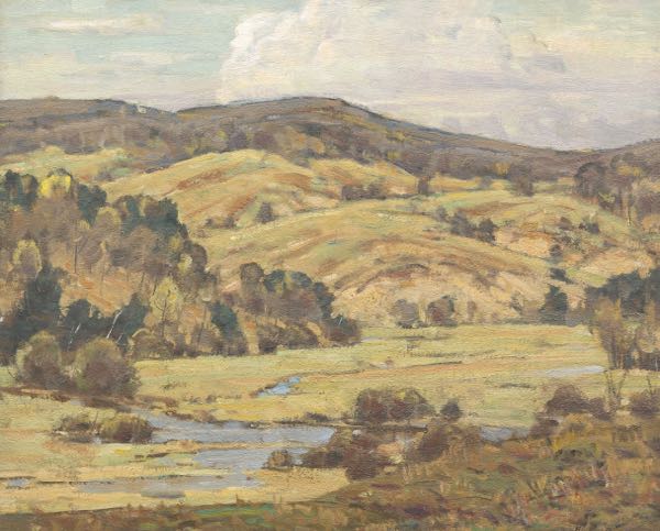 Appraisal: HORACE BROWN AMERICAN - x Landscape with hills Oil on