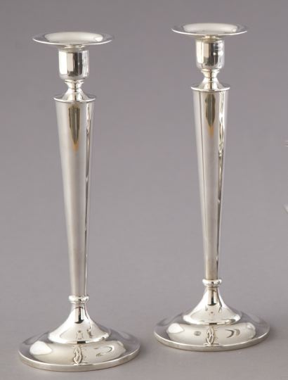 Appraisal: Pair of Shreve and Company San Francisco Sterling Silver Candlesticks