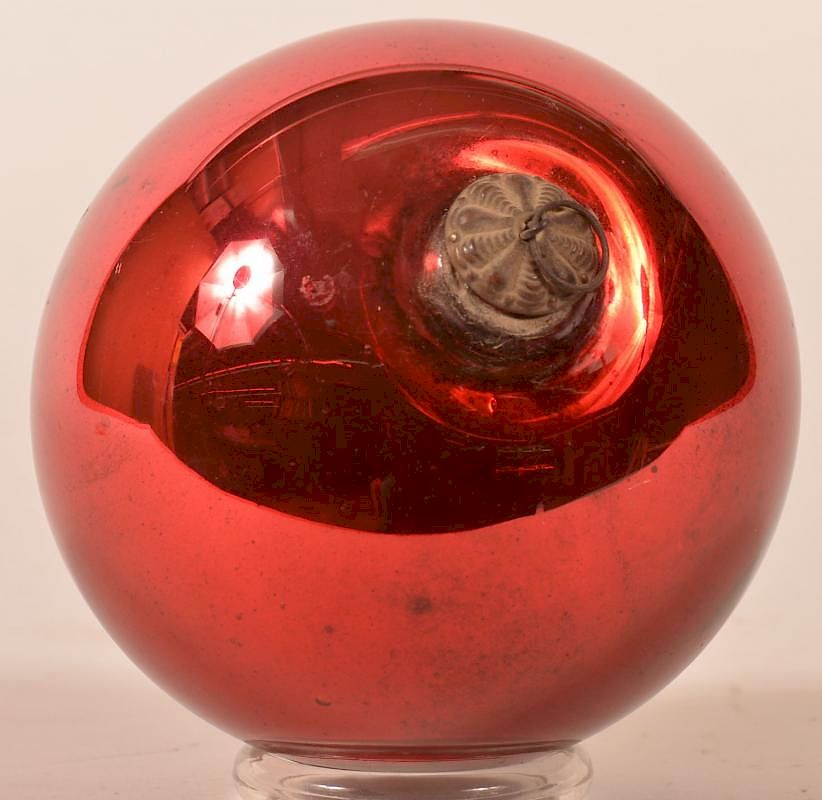 Appraisal: Ruby Red Blown Glass Ball Form German Kugel Antique Ruby