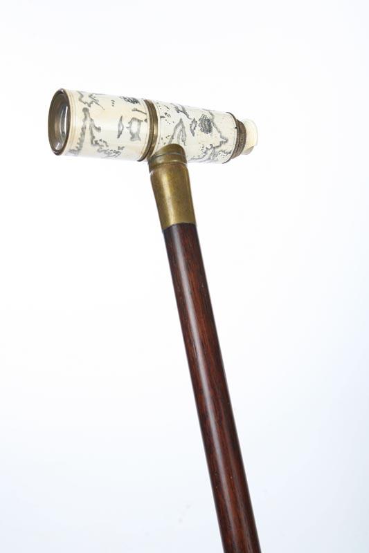 Appraisal: GADGET CANE Marked Stanley London bone and brass with a