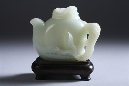 Appraisal: CHINESE CELADON JADE TEA POT th century - in high