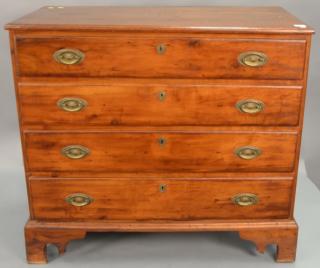 Appraisal: Cherry Chippendale four drawer chest on cut out bracket feet