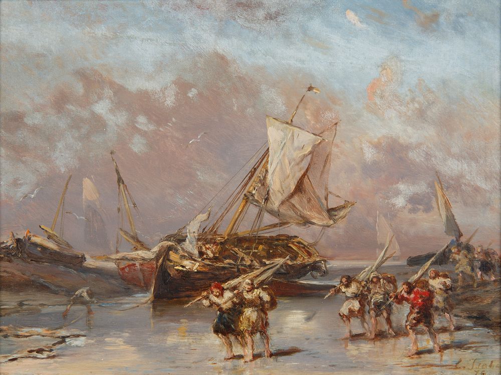 Appraisal: EUGENE ISABEY FRENCH - EUGENE ISABEY FRENCH - Beached Ship