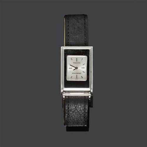 Appraisal: LADY'S WRISTWATCH SCHLUMBERGER for TIFFANY Co White gold Rectangular case