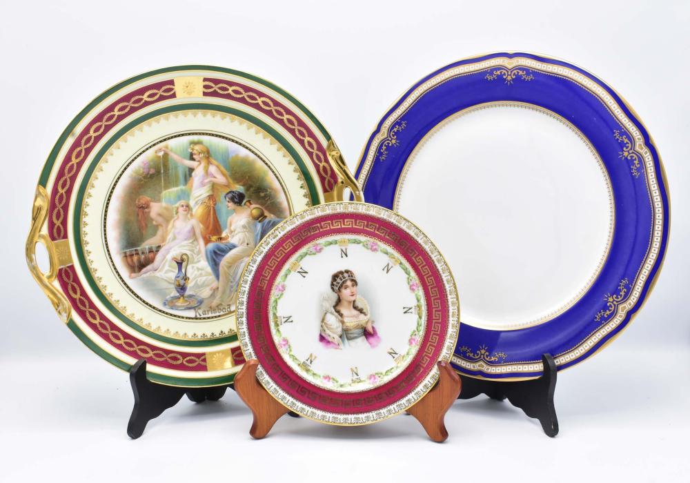 Appraisal: THREE CONTINENTAL VARIOUSLY DECORATED PORCELAIN PLATES th Century Two with