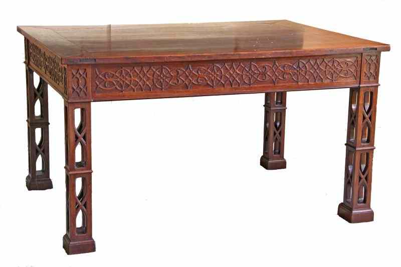 Appraisal: Chinese Chippendale Style Library Tablemahogany early th century rectangular top