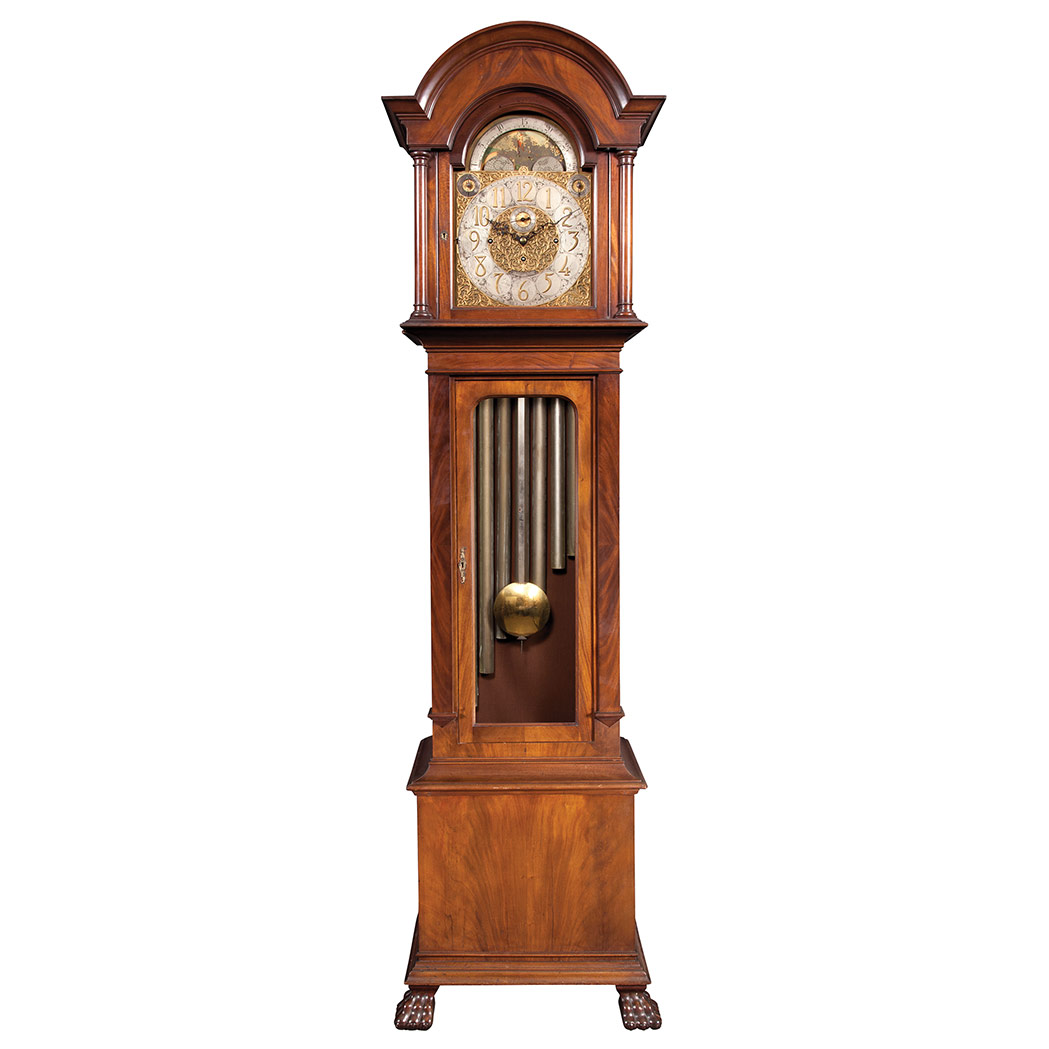 Appraisal: George III Style Mahogany Tall Case Clock Retailed by Tiffany