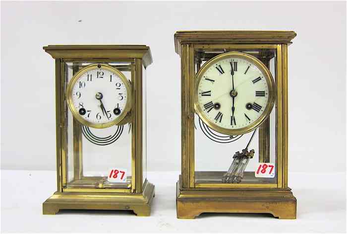 Appraisal: TWO AMERICAN CRYSTAL REGULATOR MANTEL CLOCKS one by Vermont Clock