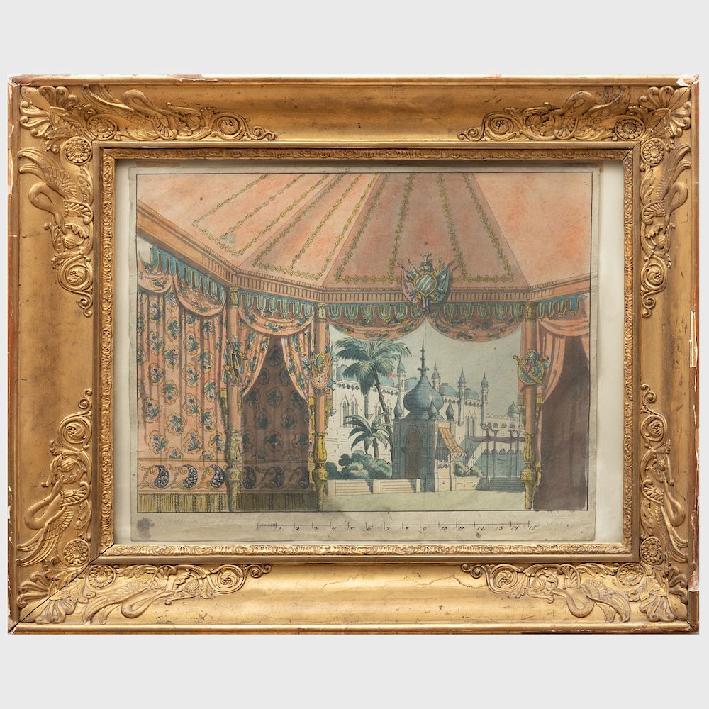 Appraisal: French School Ottoman Pavilion Watercolor on paper indistinctly inscribed lower