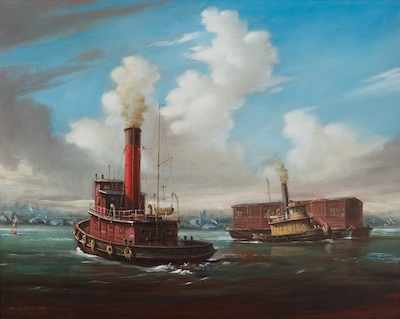 Appraisal: Melvin Miller American b Tugboat James S Whiteley Oil on