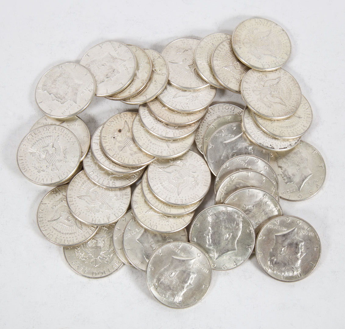 Appraisal: USA Kennedy Silver Halves Thirty-nine JFK Silver Half Dollars -