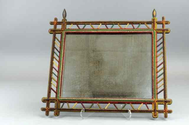 Appraisal: ELABORATE TRAMP ART MIRROR c 's beautiful wood work hand